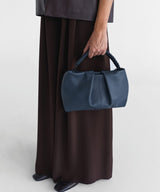 Maxi Pleated Clutch Smooth Leather Blue
