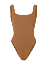 Square Neck Low Back One Piece Metallic Cocoa
