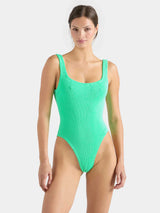 Square Neck Low Back One Piece Lime