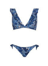 Bikini Emmanuela Swimwear Joanna V Neck Ruffled Bikini Blue Floral Apoella