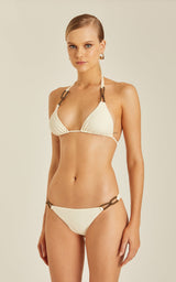 Bikini Lenny Niemeyer Chain Shoulder Ruched High Waist Bikini Off White Apoella