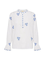 Blouses Nimo With Love Broom Long Sleeve Top White/Blue Shells Apoella