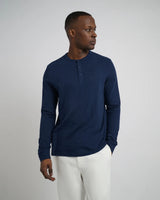 Blouses Onia Washed Slub Henley Long Sleeve T-shirt Deep Navy Apoella