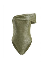 Bodysuit Sabina Musayev Illai One Shoulder Bodysuit Olive Green Sparkle Apoella