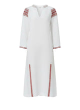 Caftans Ancient Kallos Chios Embroidered Midi Kaftan White/Red S / White Apoella