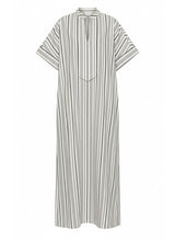 Caftans Ancient Kallos Faros Striped Long Kaftan White/Stone S/M / Stone Apoella