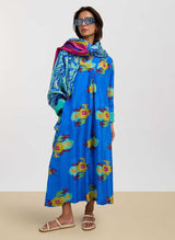 Caftans Lisa Corti Radha Habutai Silk Caftan Blue M / Blue Apoella