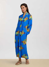 Caftans Lisa Corti Radha Habutai Silk Caftan Blue M / Blue Apoella
