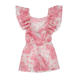 Caftans Marie Raxevsky Ruffle Sleeves Playsuit Jungle Pink Apoella
