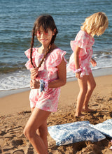 Caftans Marie Raxevsky Ruffle Sleeves Playsuit Jungle Pink Apoella