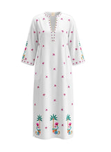 Caftans Nimo With Love Blue Opal Long Sleeve Caftan White/Monkey Embroidery M / White Monkey Apoella