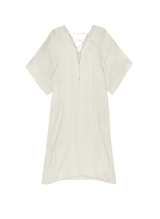 Caftans Zeus n Dione Limpet Lace Up Textured Silk Caftan Silver 38 / Tunic Apoella