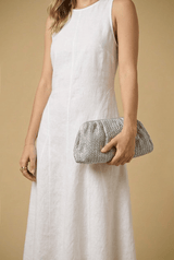 Clutch APOELLA Anafi Raffia Straw Clutch Silver O/S Apoella