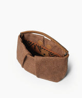 Clutch Callista Crafts Maxi Pleated Clutch Caramel Leather & Straw O/S Apoella