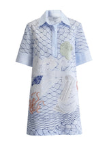 Dresses Ancient Kallos Aegean Myth Mini Shirtdress Light Blue Apoella