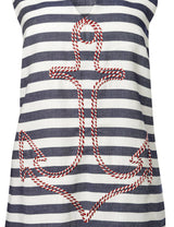 Dresses Ancient Kallos Anchor Embroidered Linen Dress Striped Navy Blue/White Apoella
