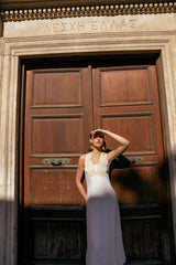 Dresses Ancient Kallos Ariadni Cord Embroidered Linen Midi Dress Off White S / White Apoella