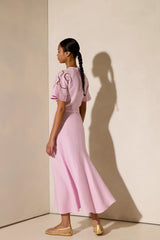 Dresses Ancient Kallos Iphigenia Cut Embroidered Midi Dress Lilac S / Lilac Apoella