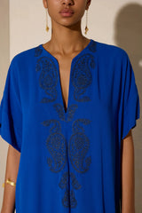 Dresses Ancient Kallos Lahour Embroidered Caftan Greek Blue S/M / Blue Apoella