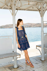 Dresses Ancient Kallos Mykonos Mini Strap Dress Golden Shell Buckles Aegean Blue O/S / Aegean Blue Apoella