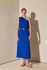 Dresses Ancient Kallos Porpes One Shoulder Midi Dress Greek Blue S / Blue Apoella