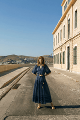 Dresses Ancient Kallos Syros Long Dress Golden Shell Buckles Aegean Blue O/S / Aegean Blue Apoella
