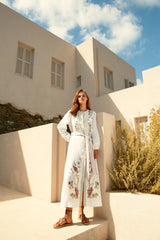 Dresses Ancient Kallos Wild Flowers Long Shirtdress Shirtdress Off White Apoella