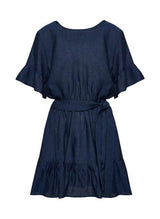 Dresses Apoella Amaryllis Linen Ruffle Mini Dress Denim Apoella