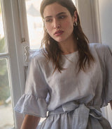 Dresses Apoella Amaryllis Linen Ruffle Mini Dress Grey Apoella