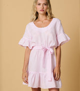 Dresses Apoella Amaryllis Linen Ruffle Mini Dress Pink Apoella