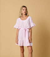 Dresses Apoella Amaryllis Linen Ruffle Mini Dress Pink Apoella