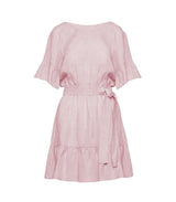 Dresses Apoella Amaryllis Linen Ruffle Mini Dress Pink Apoella