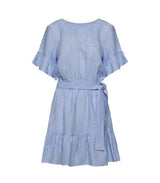 Dresses Apoella Amaryllis Linen Ruffle Mini Dress Striped Sky Apoella