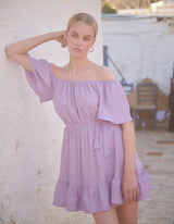 Dresses Apoella Aphrodite Off Shoulder Puff Sleeve Short Dress Lavender Apoella