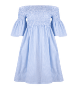 Dresses Apoella Arianna Smocked Bell Sleeve Mini Dress Striped White Blue / S/M Apoella
