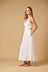 Dresses APOELLA Evy Cut Out Linen Long Dress White Apoella