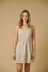 Dresses APOELLA Klelia Cut Out Linen Mini Dress Beige Apoella