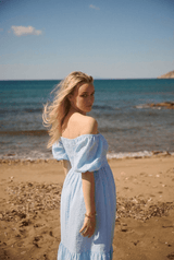 Dresses Apoella Ophelia Smocked Maxi Puff Sleeve Dress Sky Apoella
