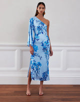 Dresses Borgo De Nor Atlantis Crepe Satin Dress Cherry Blossom Blue 8UK / Blossom Blue Apoella