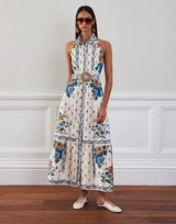 Dresses Borgo De Nor Biba Cotton Dress Magical Blossom Cream Apoella