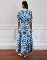 Dresses Borgo De Nor Marni Cotton Shirtdress Magical Blossom Blue Print Apoella