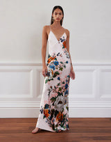 Dresses Borgo De Nor Olive Crepe Satin Dress Magical Blossom Pink Apoella