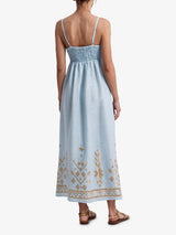 Dresses Greek Archaic Kori Ios Strap Long Dress Ciel/Gold Apoella