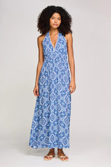 Dresses Heidi Klein Mykonos Halterneck Maxi Dress Beachwear Sky Blue/White Apoella