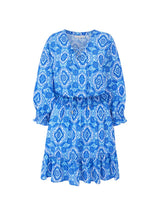 Dresses Heidi Klein Mykonos Smocked Mini Dress Beachwear Sky Blue/White Apoella