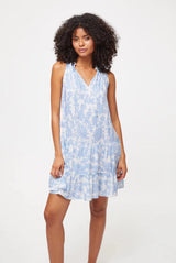 Dresses Heidi Klein Playa Paraiso Tiered Ruffle Mini Dress Light Blue Floral Apoella
