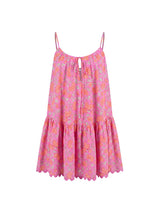 Dresses Juliet Dunn Ginkgo Floral Loose Strappy Mini Dress Fuchsia/Neon Red Apoella