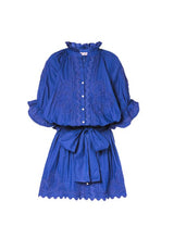 Dresses Juliet Dunn Neon Poplin Short Blouson Dress W. Ric Rac Embroidery Royal Blue 2 / Royal Blue Apoella