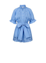 Dresses Juliet Dunn Poplin Blouson Dress With Cut-out Embroidery Periwinkle Apoella