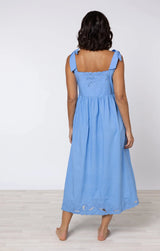 Dresses Juliet Dunn Poplin Tie Shoulder Dress With Cut-out Embroidery Periwinkle Apoella